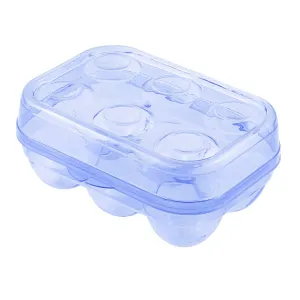 YOHA Clear Egg Storage Box Delicate 6 Girds Egg Dispenser Holder Case Refrigerator Crisper Camping Picnic Travel Portable Egg Carriage Blue-6